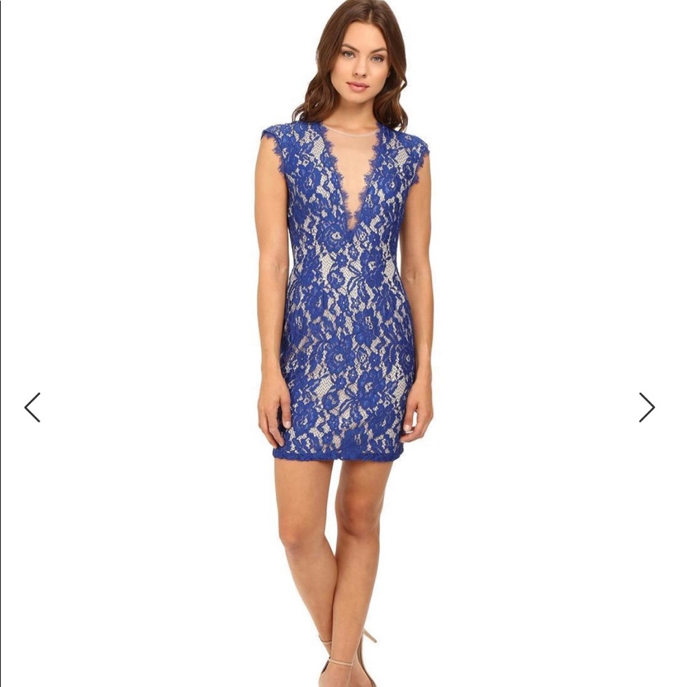 Aidan Mattox Floral Navy Lace Cocktail Dress